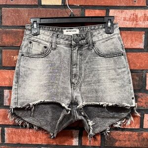 One Teaspoon Charcoal Frayed Jean Shorts